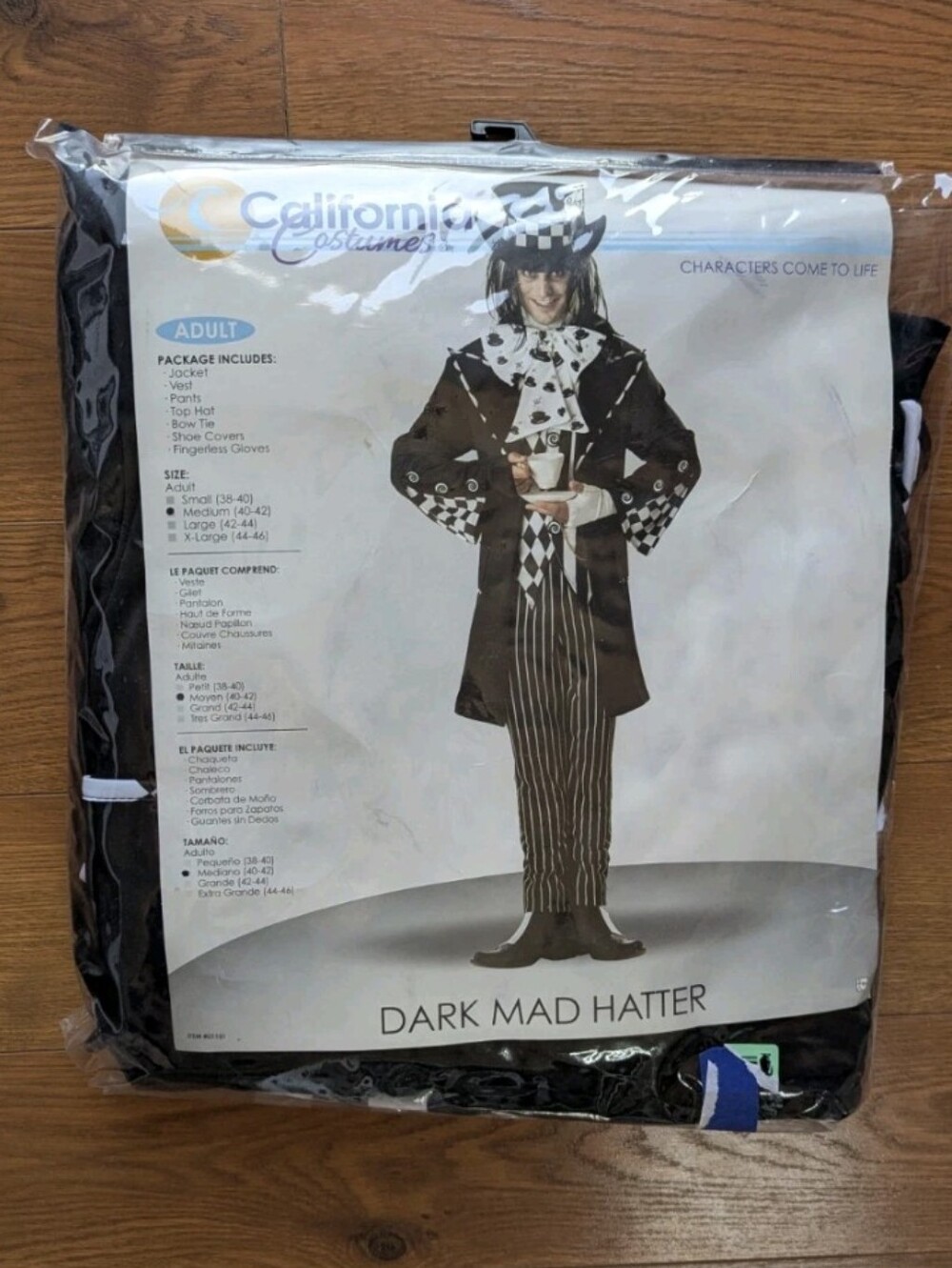 California Costumes Dark Mad Hatter Adult Medium NIB 7 Piece Costume Set